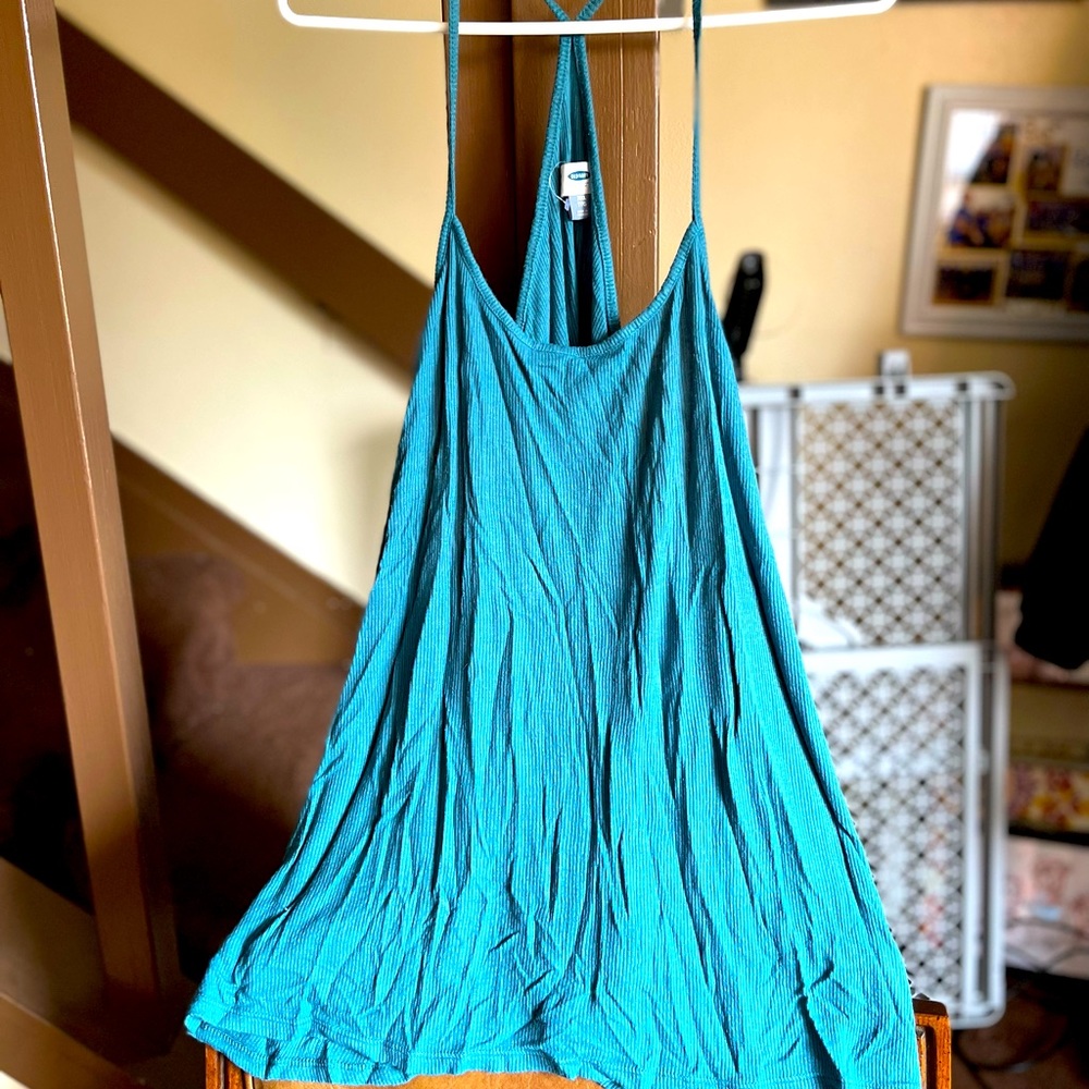 L blue ribbed tank
